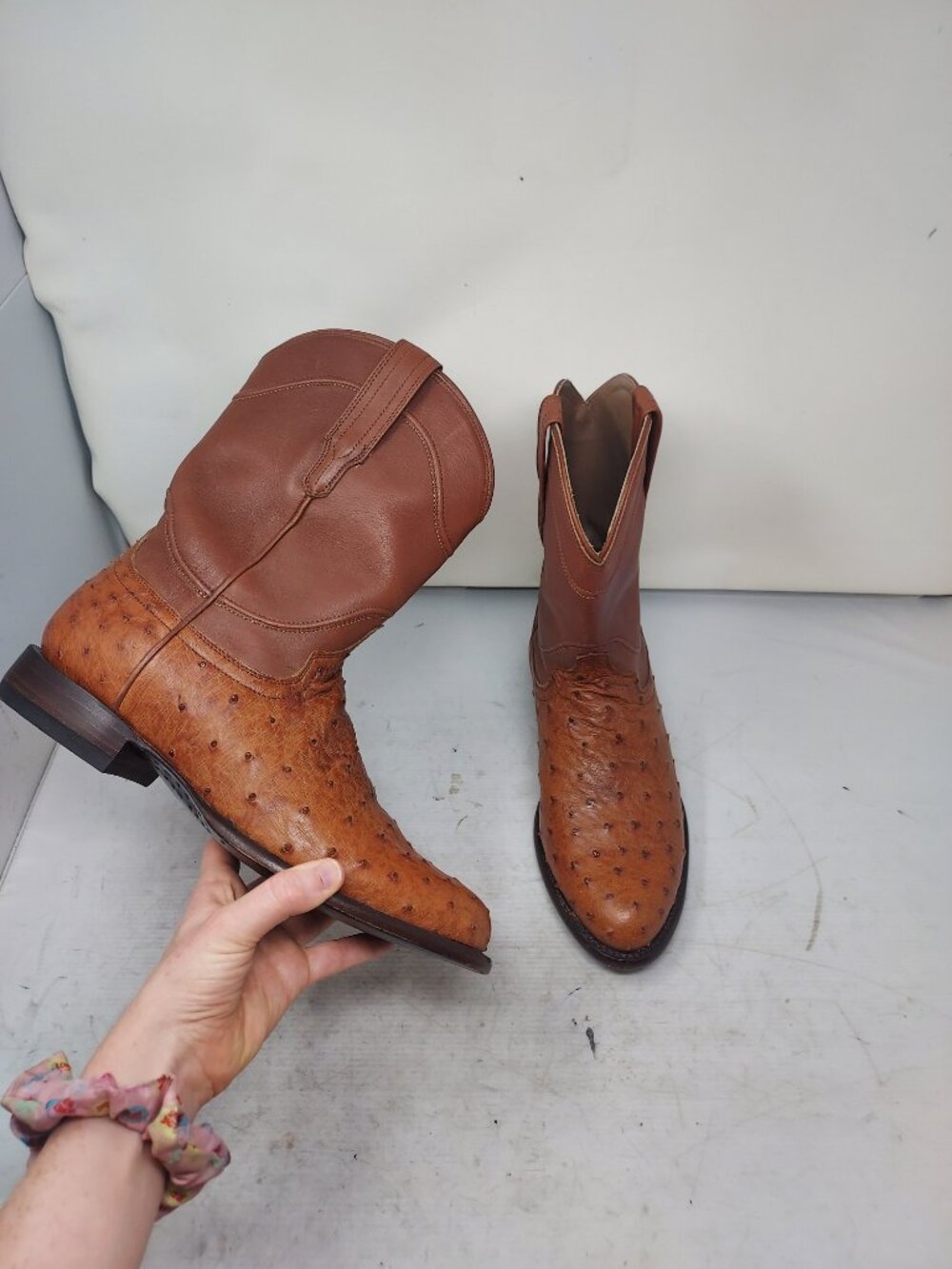 TECOVAS MENS The Earl Ostrich Pecan Brown Cowboy Boot